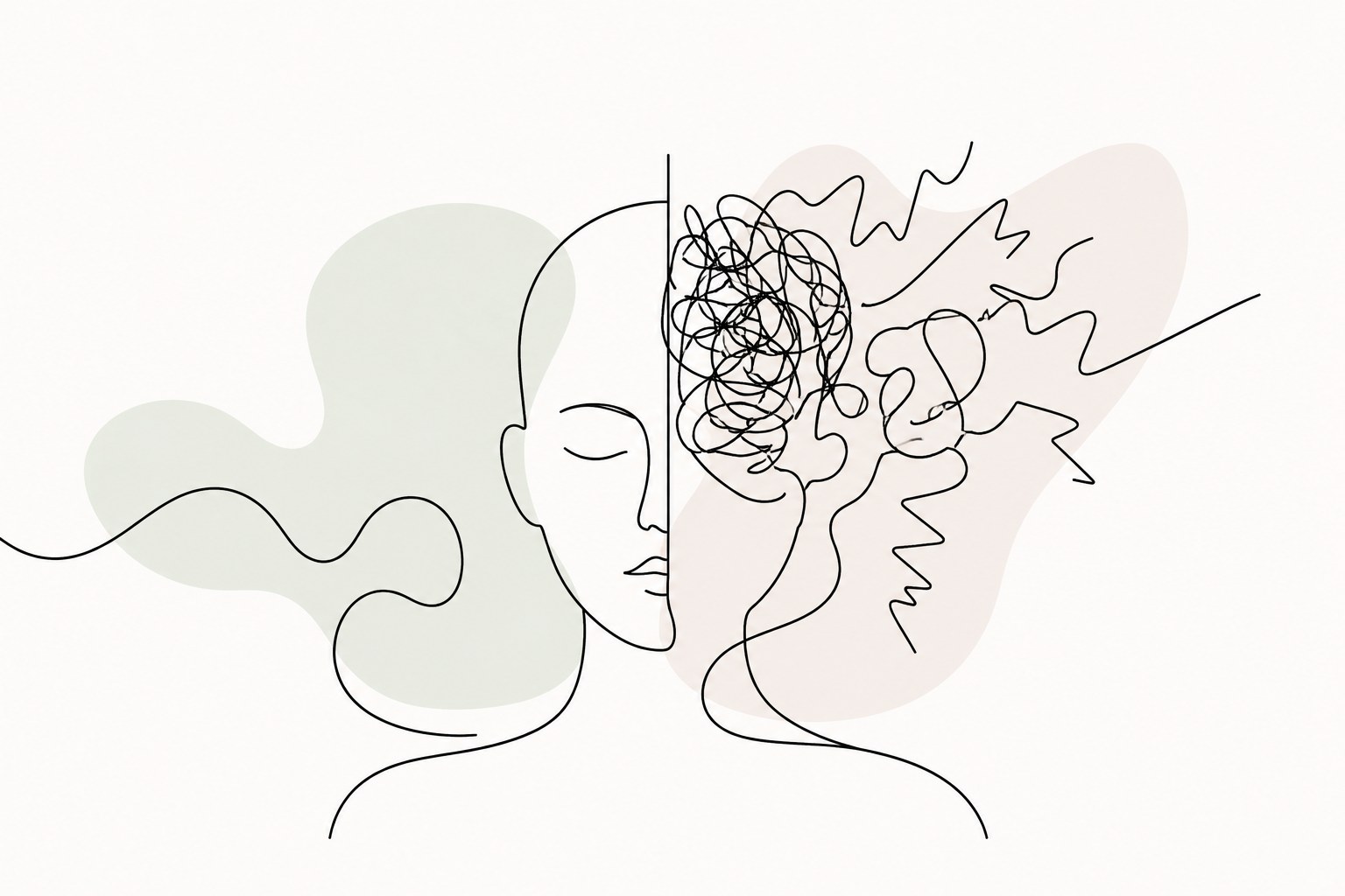Minimalist illustration contrasting anxiety with stress