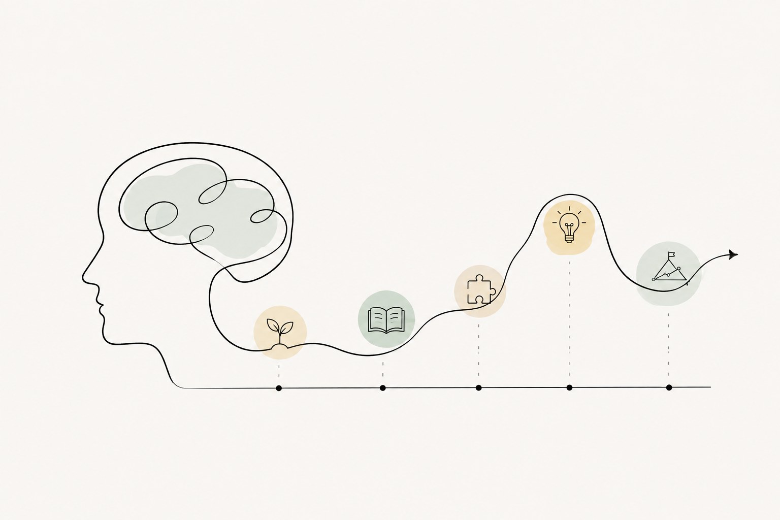 Minimalist illustration of cognitive growth and change over time