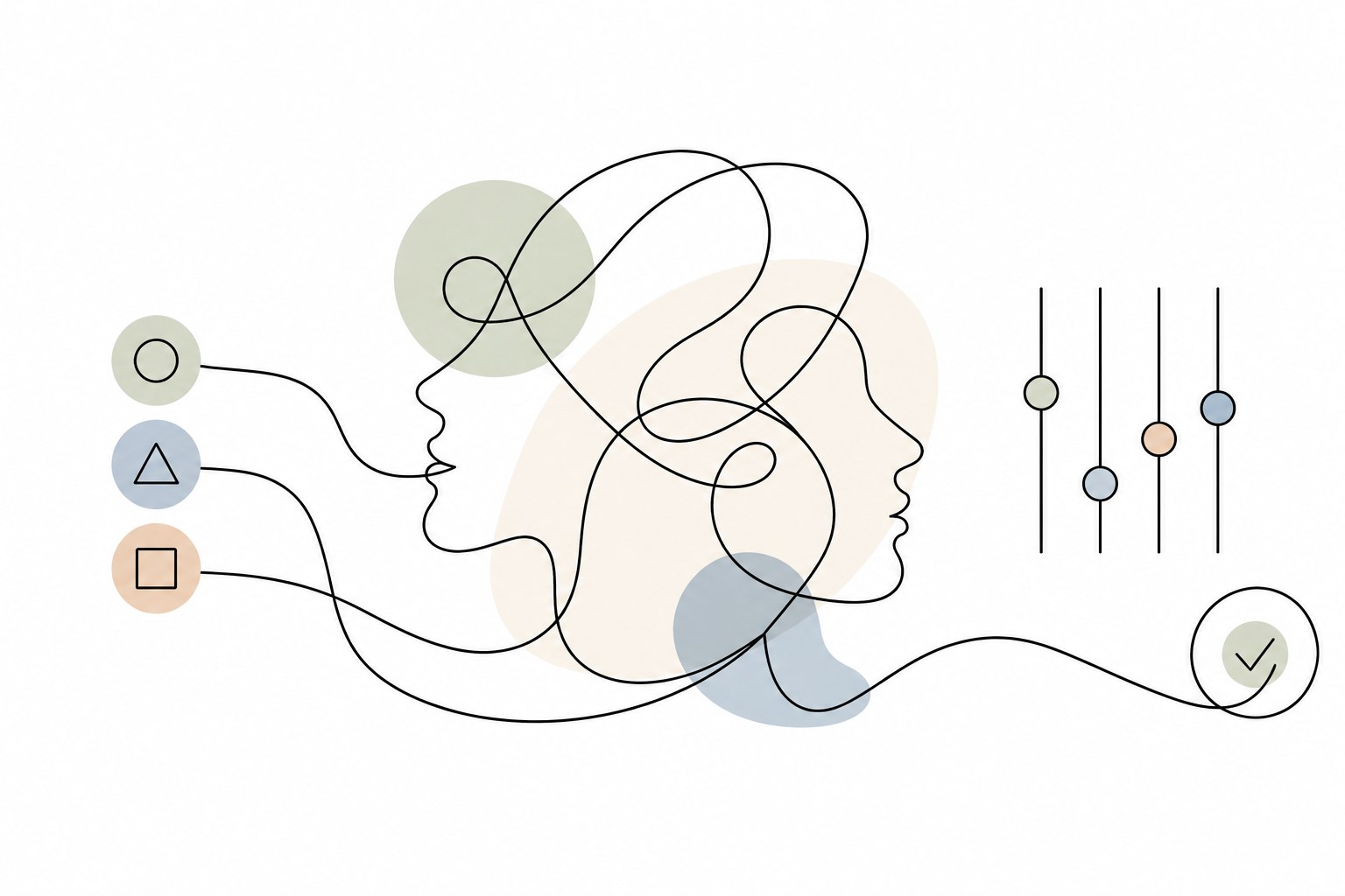 Minimalist illustration of personality traits and assessment accuracy