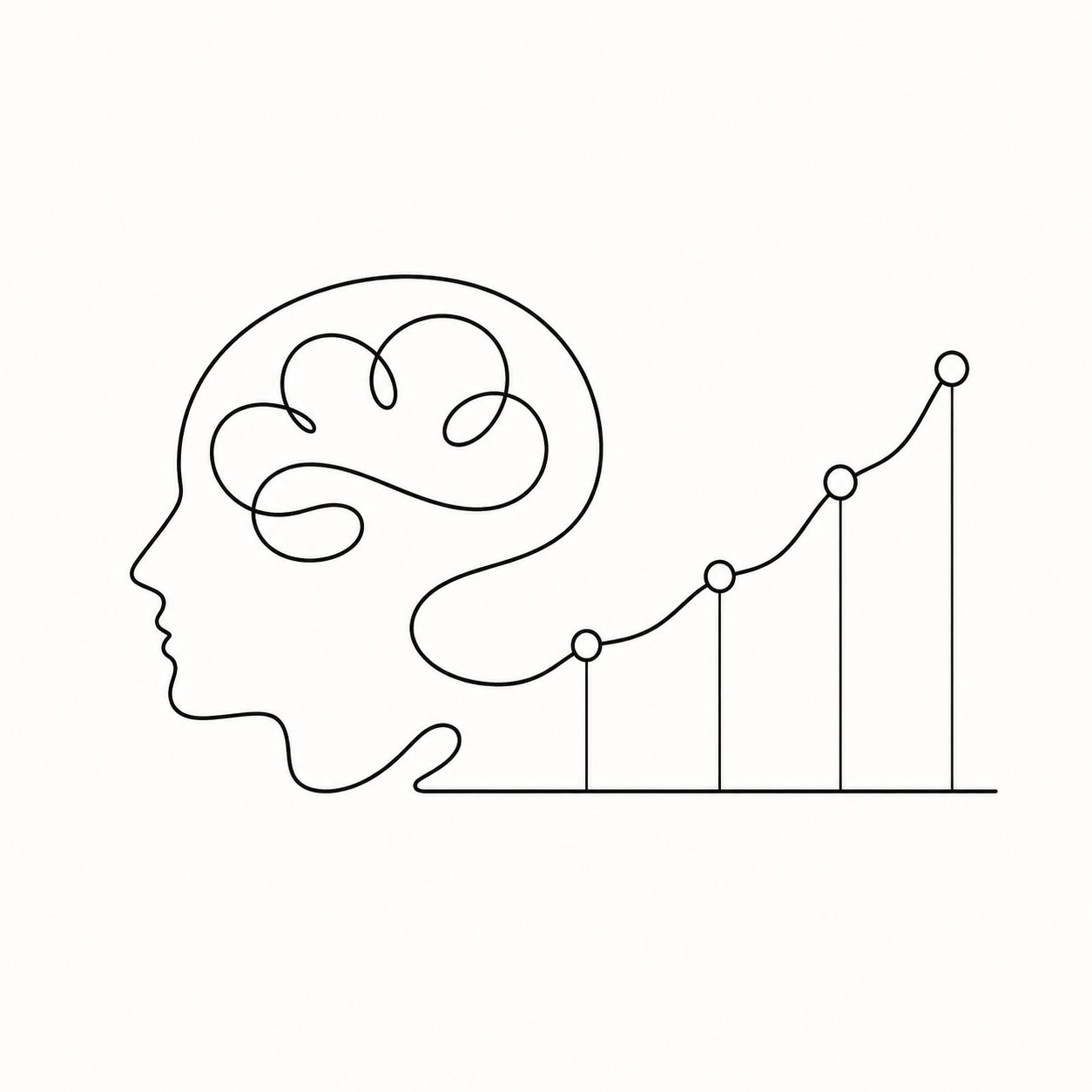 Minimalist brain and rising markers illustrating IQ percentiles and score meaning
