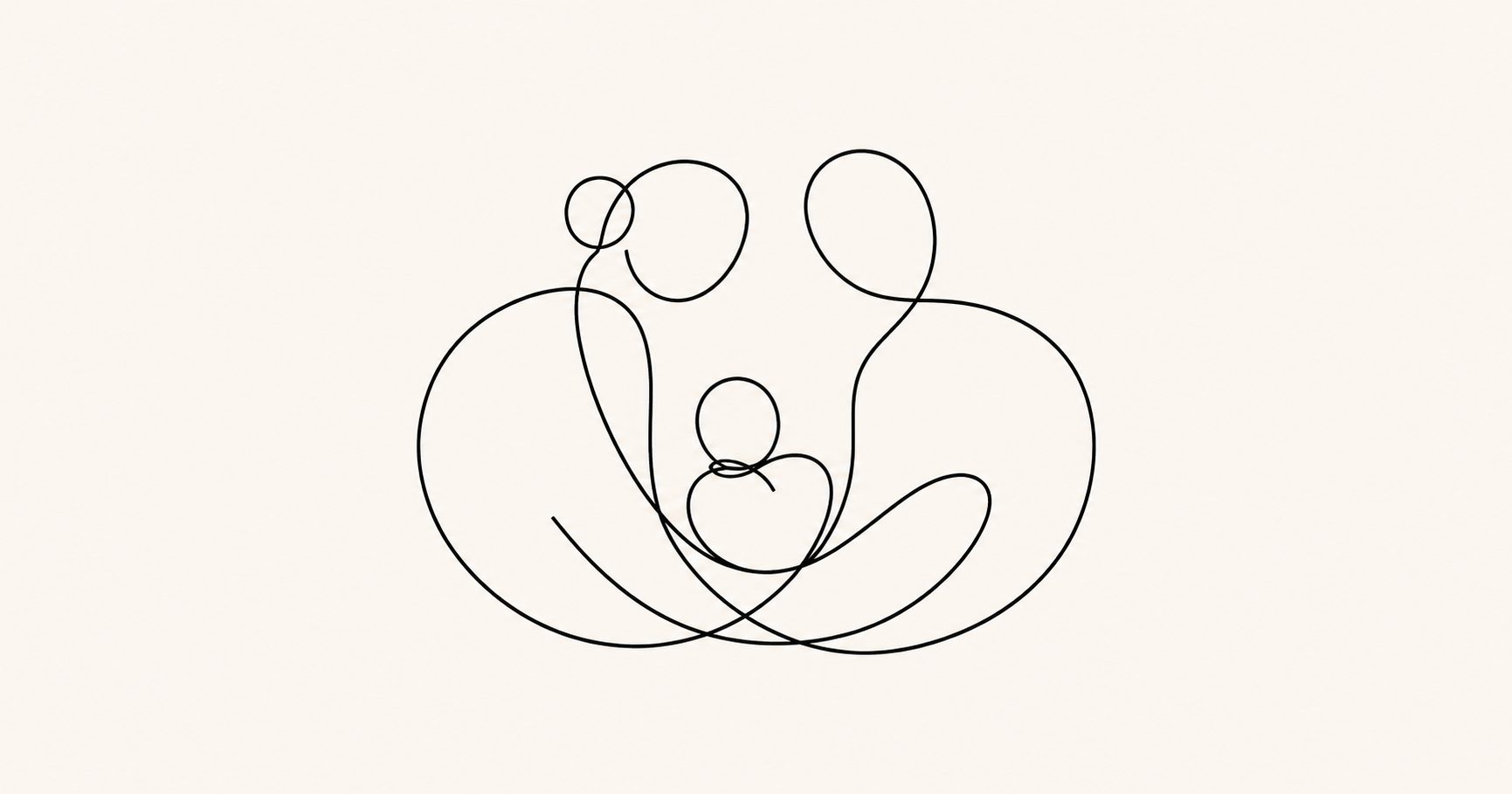 Minimalist family illustration representing partner support in parental burnout