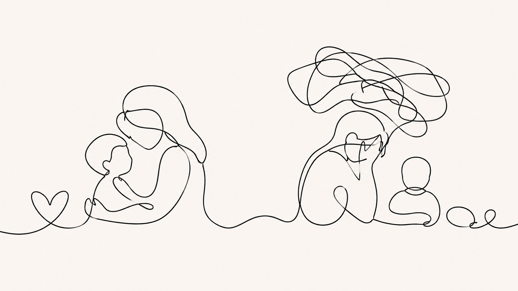Minimalist line illustration comparing parenting stress with parental burnout