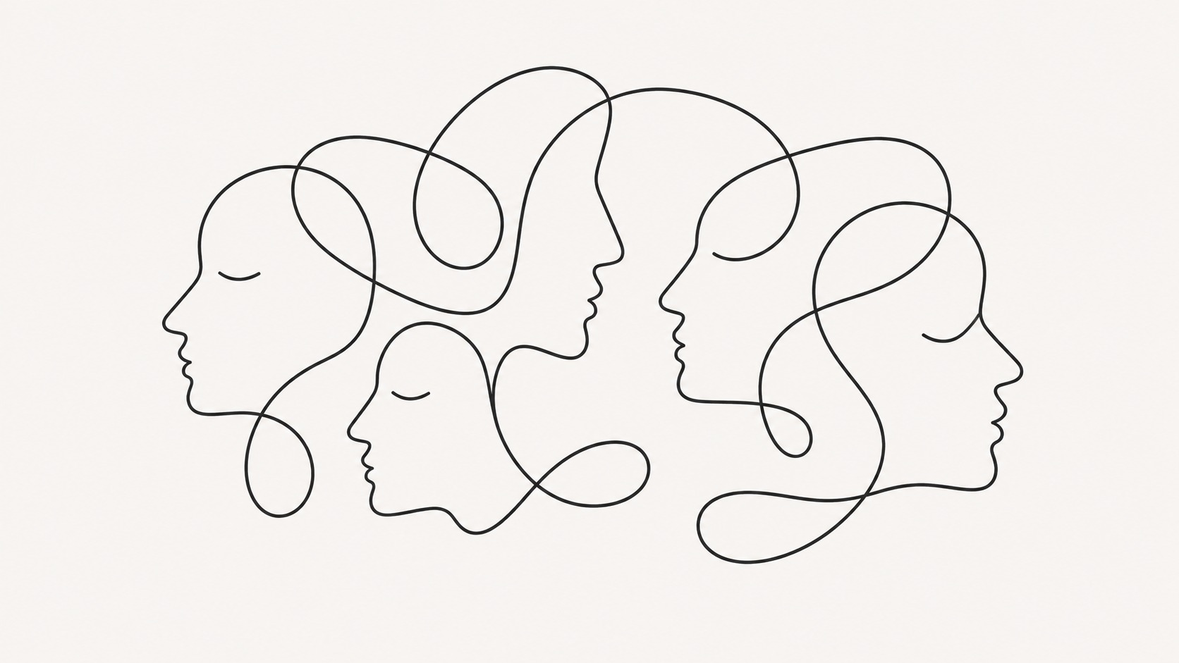 Minimalist line illustration of overlapping profiles representing personality dimensions