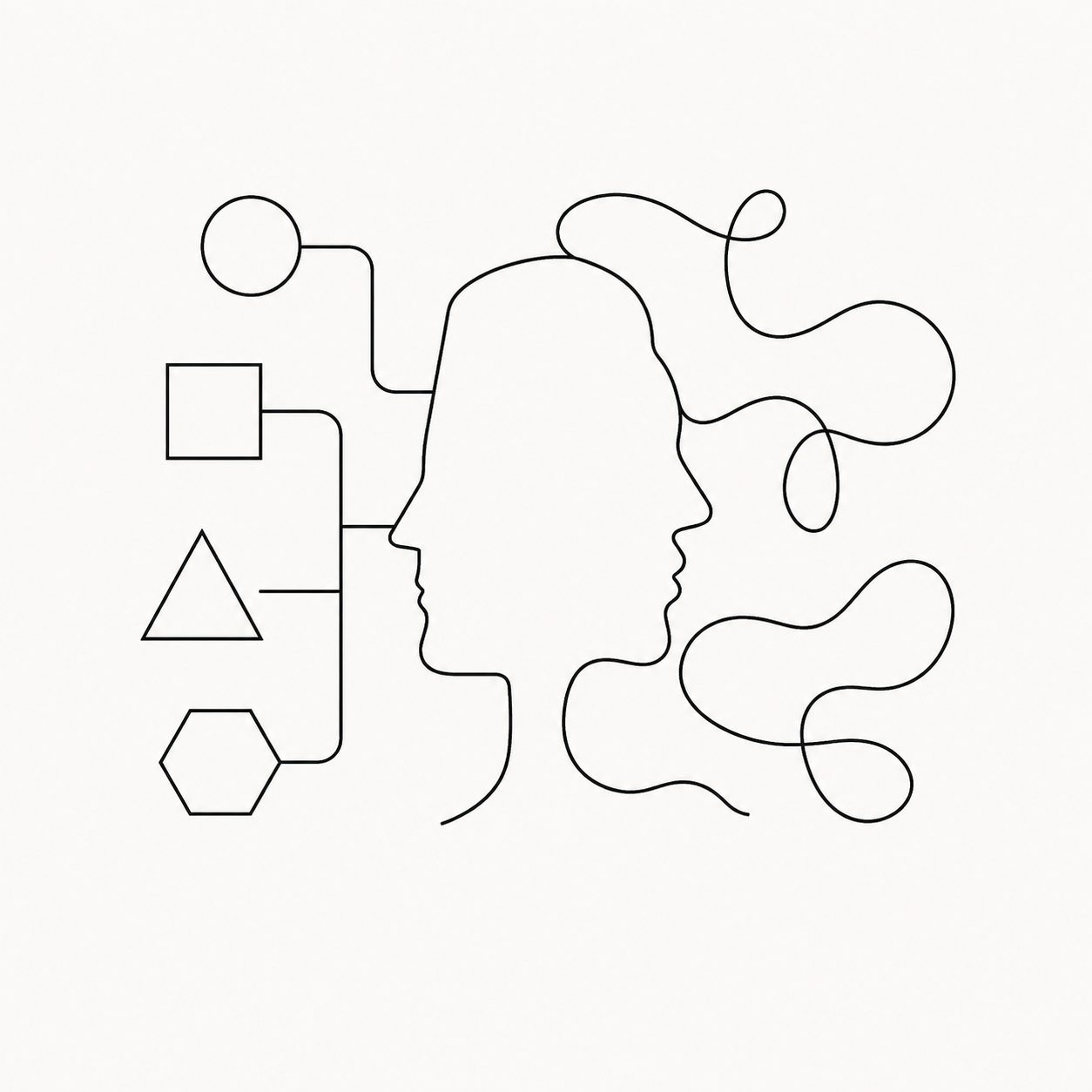 Minimalist contrasting profiles illustrating personality types and personality traits