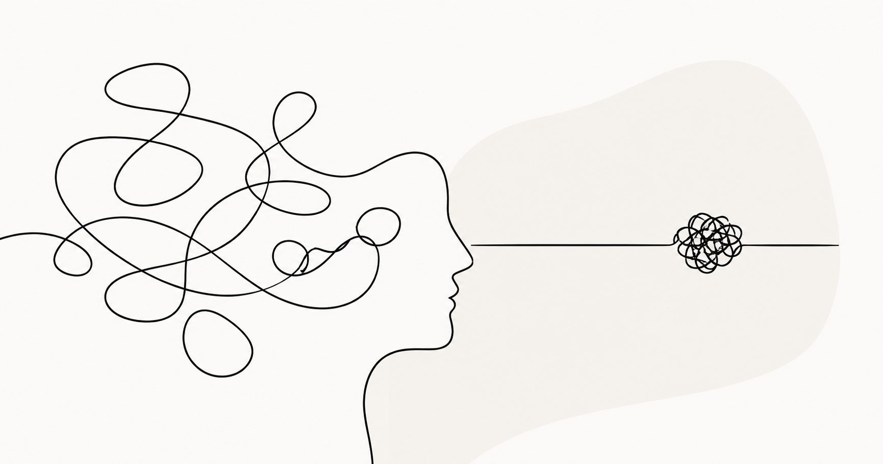 Minimalist divided profile illustration comparing procrastination and ADHD