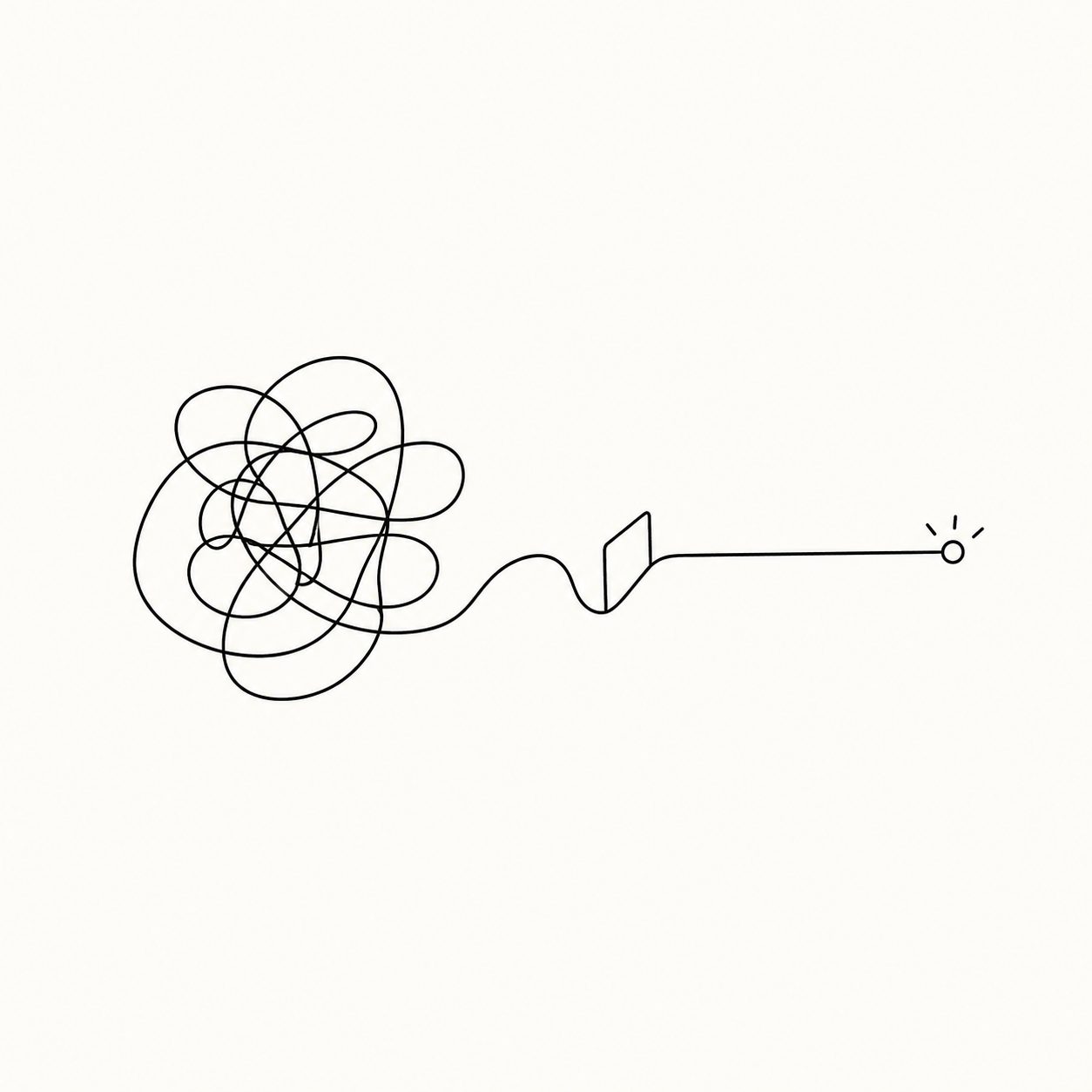 Minimalist tangled path passing a small obstacle toward a clear goal